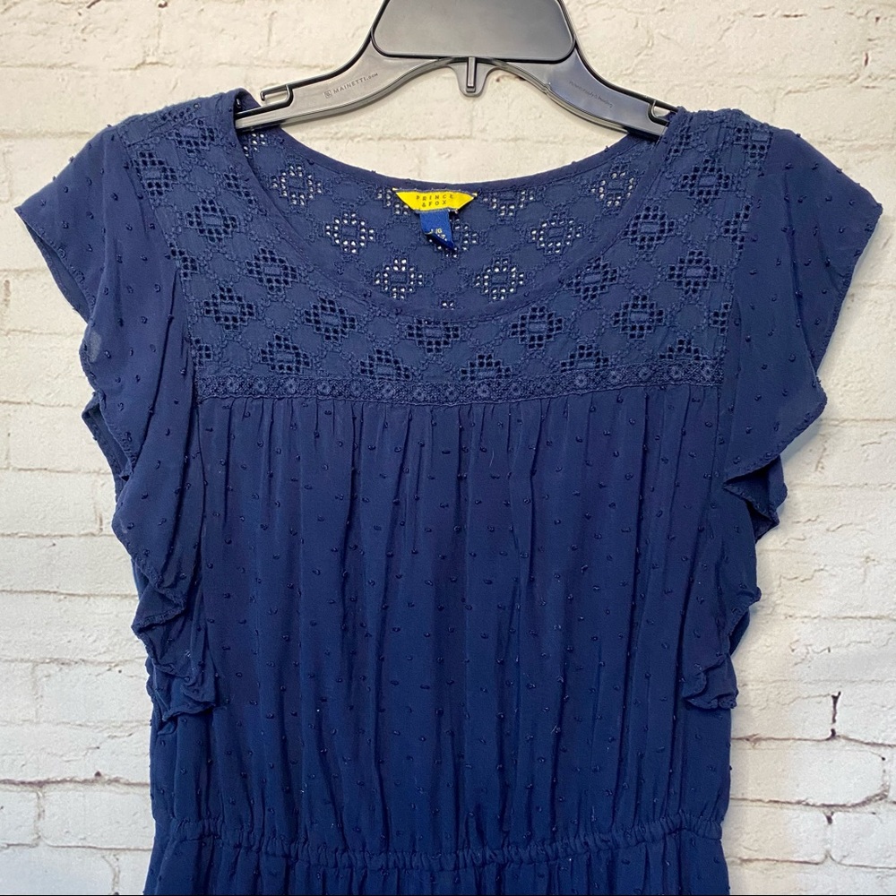 Prince and Fox Midi Dress - Navy Textured Small - Picture 2 of 5